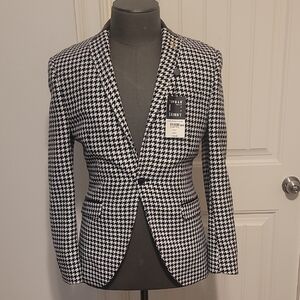 Topman Monochrome Houndstooth Blazer